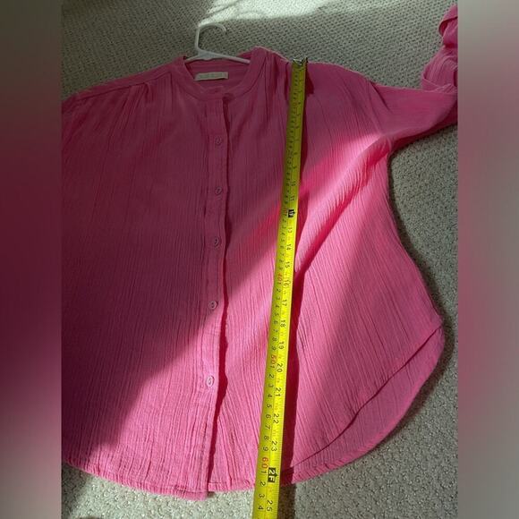 Suzie Kondi Koubi Gauze Button Down Top in Pink Cosmos Size Medium - Picture 8 of 8